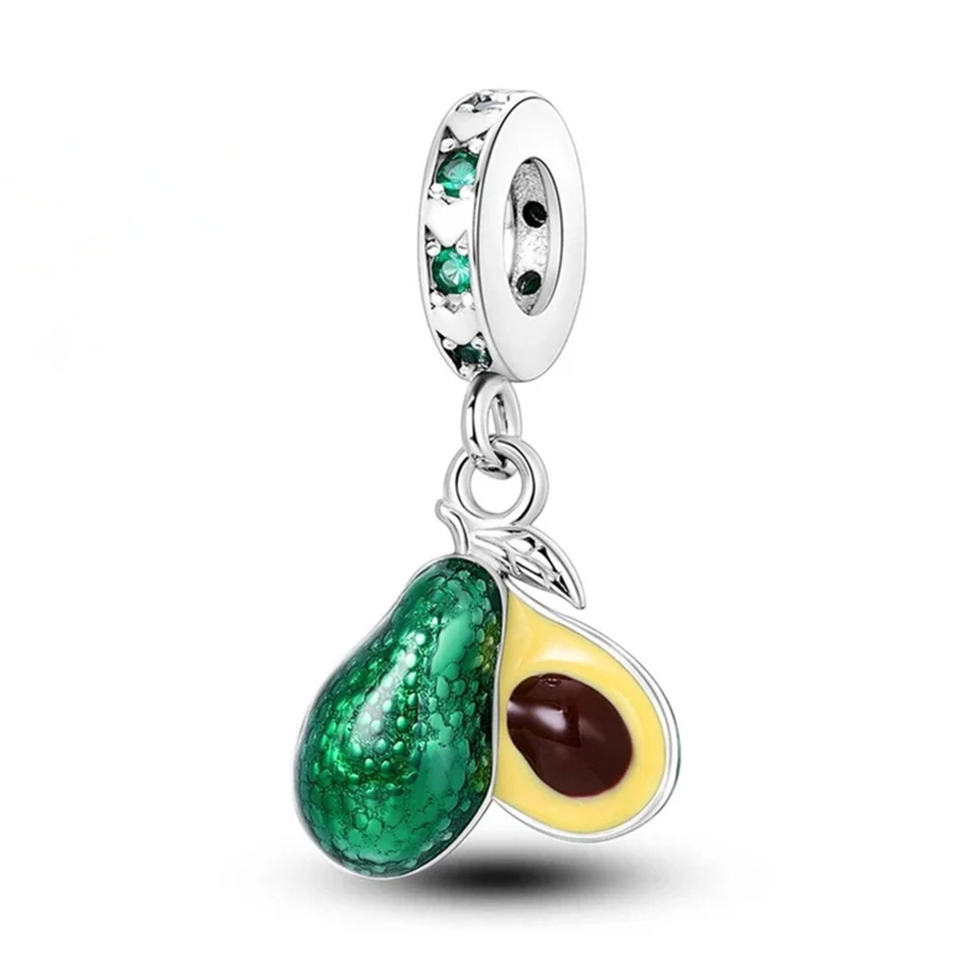 Avocado Charm - Sterling Silver & Enamel Charm For Bracelet